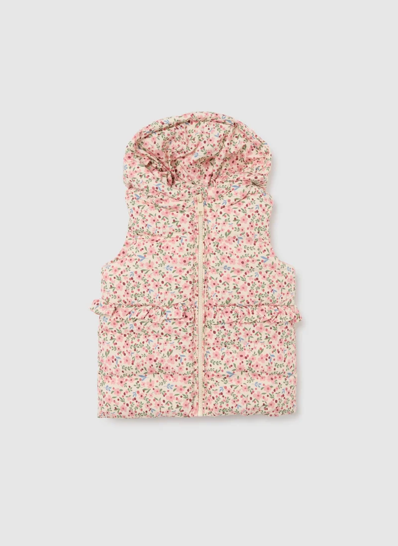 او في اس سترة مبطنة متعددة الألوان للبنات من ، مقاس عادي بنقوش زهور